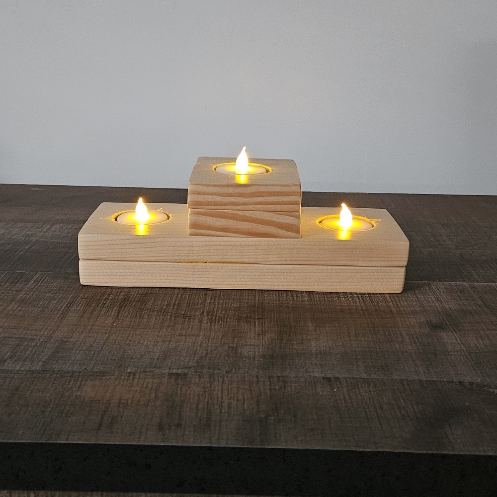 Simple Rustic Wooden Candle Holder - Picture 5 of 8